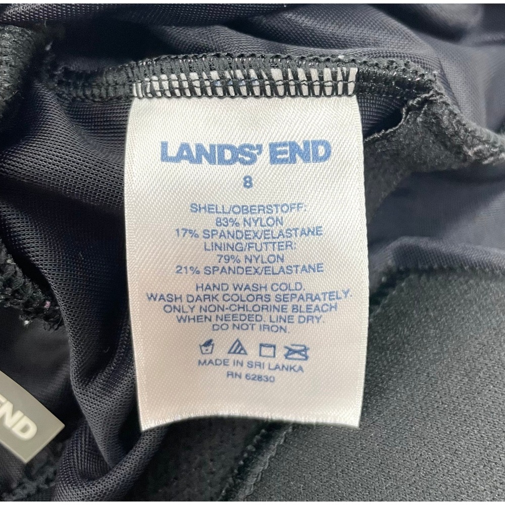 Lands' End Women Size 8 Black Swimsuit Dress Faux Wrap One Piece - Picture 6 of 6